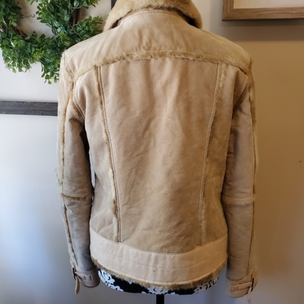 Black Rivet Suede And Fur Jacket Size Medium - image 2